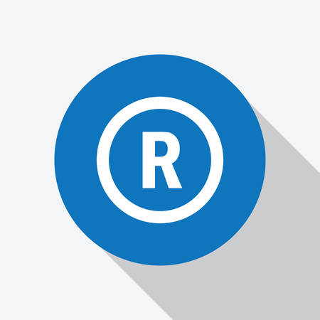 White Register trademark symbol icon in blue circle with shadow vector - Vectorのイラスト素材