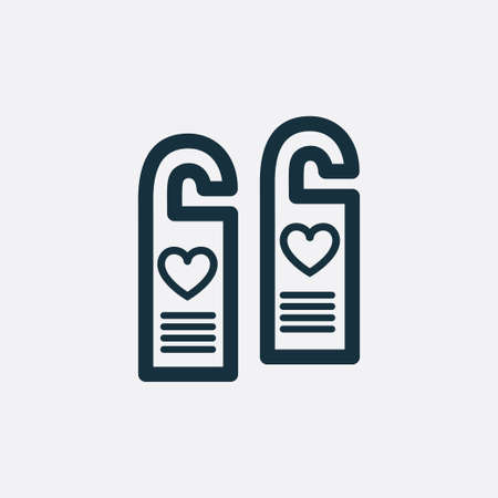 Valentine's day. Romantic design elements isolated. Thin line version. Vector illustration. Heart tag iconのイラスト素材
