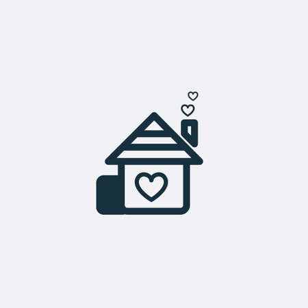 Valentine's day. Romantic design elements isolated. Thin line version. Vector illustration. House iconのイラスト素材