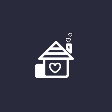 Valentine's day. Romantic design elements isolated. Thin line version. Vector illustration. House iconのイラスト素材