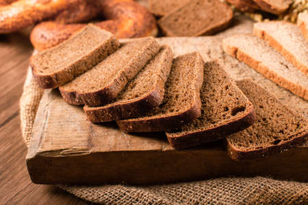 Slices of dark and white bread