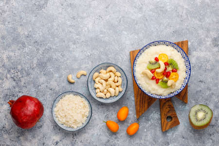 Bowl of rice flakes porridge