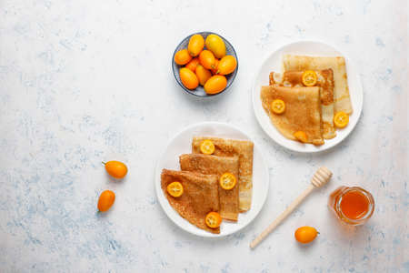 Delicious Breakfast on light background.の写真素材