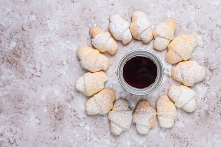 Homemade rugelach with jam filling,top viewの写真素材