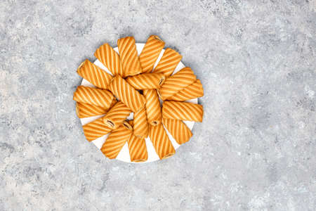 cookies with jam filling on concrete background,top viewの写真素材