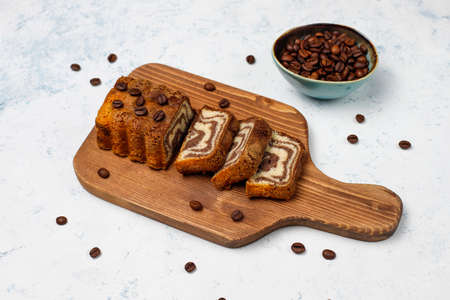 Chocolate,coffee and Vanilla Gluten free Marble Cake, Homemade Pound Cake.の写真素材