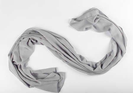 Grey textured shawl isolated on a white backgroundの写真素材