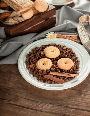 Chocolate and sugar cookies in a platter. の写真素材