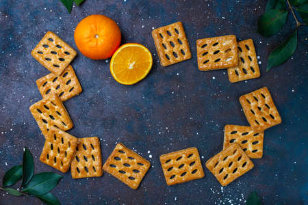 Delicious puff pastry cookies,top viewの写真素材