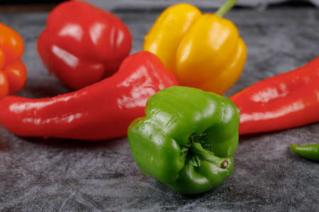 Mix of color bell peppers.の写真素材