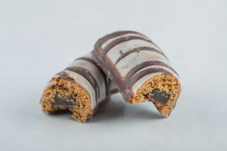 Delicious chocolate bar on a white backgroundの写真素材