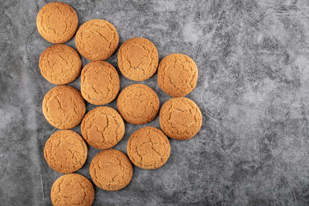 Oatmeal cookies isolated on grey concrete background