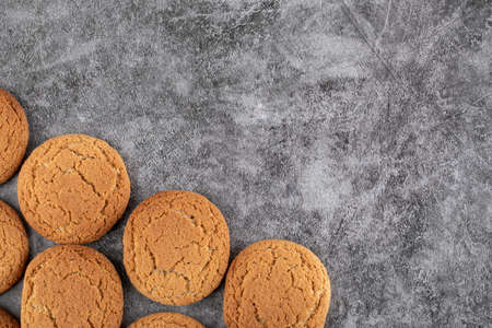 Oatmeal cookies isolated on grey concrete background
