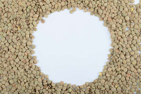 Close up view of dried brown lentilsの写真素材