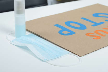 Stop covid poster for corona pandemy activistsの写真素材