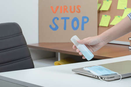 Covid prevention techniques applied by an office worker