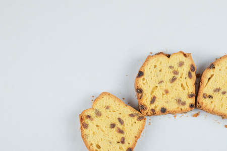 Sultana pie slices isolated on a white background