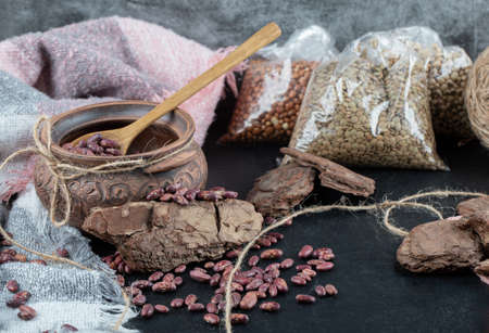 Dry red beans in classic mug