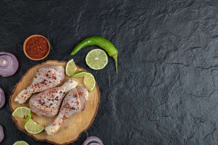 Drumstick chicken legs with vegetableの写真素材