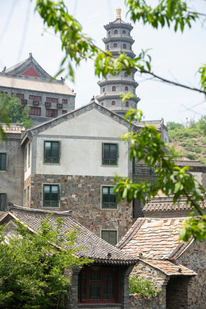 Medieval historical building in the city centerの写真素材