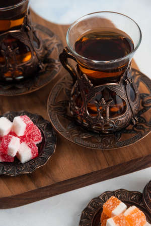 Close up photo of traditional tea setの写真素材