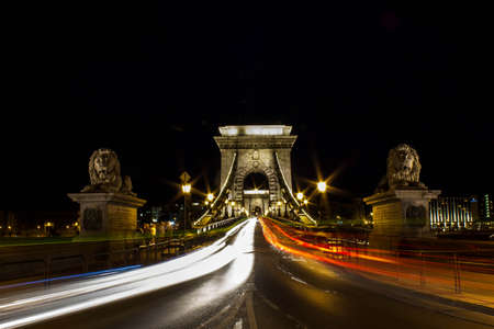 Chain bridge between lionsの写真素材