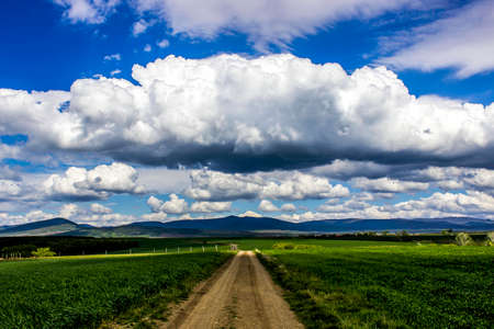 The dirt road is waiting for the rainの写真素材