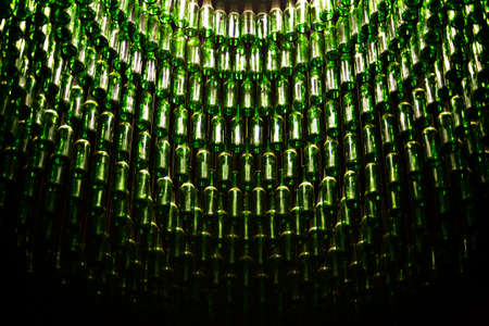 wine bottles hanging from ceilingの写真素材