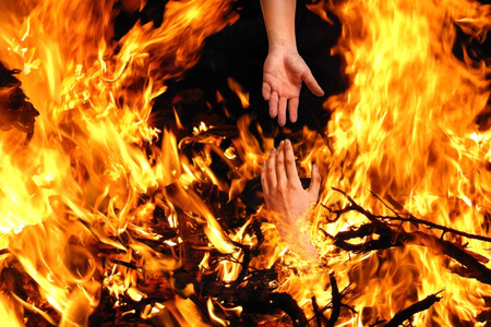 Saving someone from the fireの写真素材