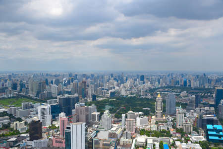 Bangkok, Thailand, 08.20.2019: Panoramic skyline view of Bangkok from above from The Peak (314 meters) of the King Power MahaNakhon 78 floors skyscraper, Thailandâs highest outdoor observation areaのeditorial素材