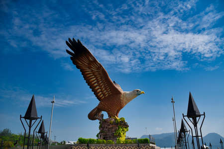 Langkawi, Malaysia 08.12.2019: Eagle Square or Dataran Lang is one of Langkawiâs best known man-made attractions, a large sculpture of a reddish brown eagle as an emblem of the island to take flightのeditorial素材