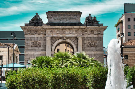 Milan Italy 06.29.2020: Garibaldi Gate, Porta Garibaldi in Milanのeditorial素材