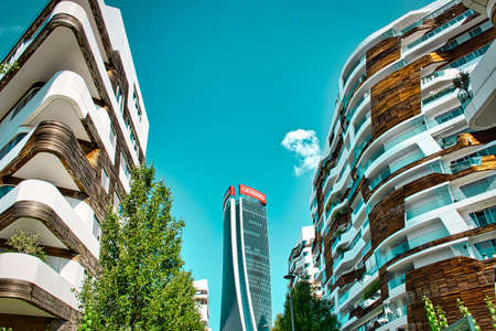 Milan, Italy 08.03.2020: New and modern Hadid residential complex in Citylife district of Milan...