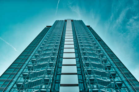 Milan, Italy 08.08.2020: Milan's historic skyscraper designed by Melchiorre Bega, The Galfa Building or Galfa Tower, a pioneering work of the international style and cornerstone of modern architectureのeditorial素材