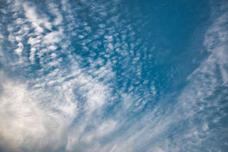 Beautiful cirrus cloudy bright blue sky background textures, wallpaper, replacement