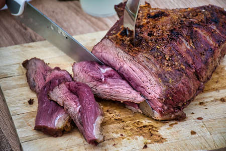 Grilled traditional Brazilian Picanha, it is a cut of beef that is popular and is widely consumed...