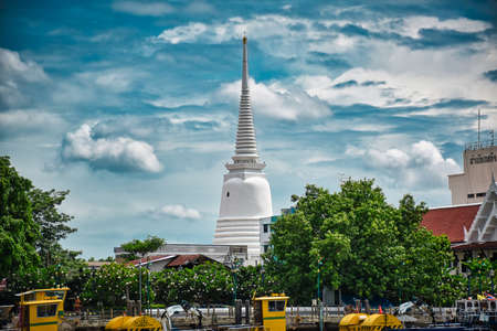 Bangkok, Thailand 08.20.2019 Wat Prayurawongsawat Worawihan, known in short as Wat Prayun is a 19th century Buddhist temple complex, located near the Memorial Bridge, Thonburi sideのeditorial素材