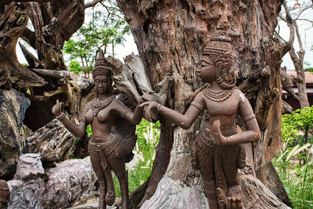 Bangkok, Thailand 04.04.2021 Ancient Siam or Ancient City or Mueang Boran is the world's largest outdoor museum park featuring 116 famous monuments and architectural attractionsのeditorial素材