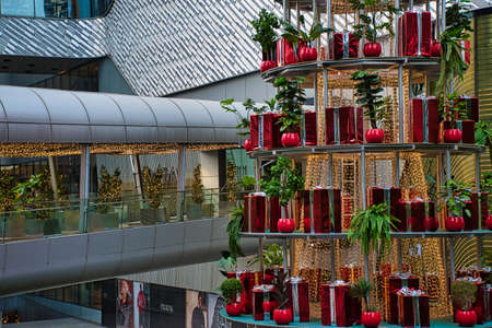 Bangkok, Thailand 12.20.2021 Decorated Christmas tree in the city center of Bangkokのeditorial素材