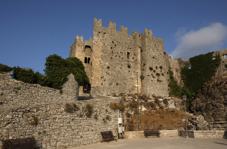 Norman castle in Erice also called Castle of Venus, province of Trapani in Sicily, Italy, September 2017.のeditorial素材