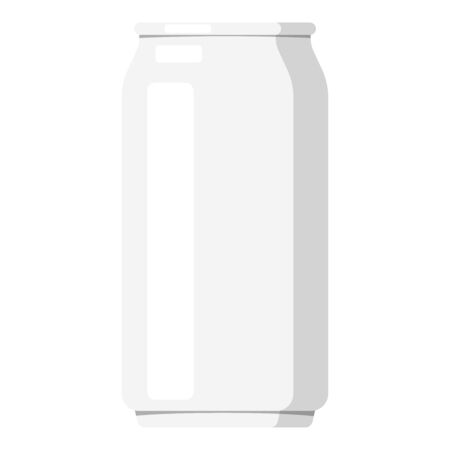 Metal aluminum mockup, blank can isolated on white background. White beverage can for beer, lager, alcohol, soft drinks, soda, fizzy pop, lemonade, cola, energy drink, juice. Vector flat illustrationのイラスト素材