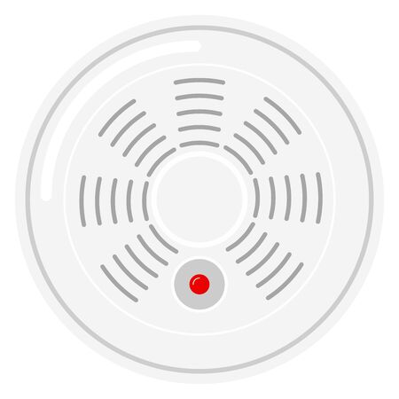 Standalone smart smoke detector icon isolated on white background. Vector home or office sensor flat design illustration. Portable smoke control system in industrial and residential areas.のイラスト素材