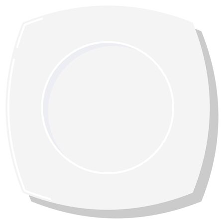 Empty white square dish plate with shadow vector illustration isolated on white background. Flat design top view classic clean dinner plate icon.のイラスト素材