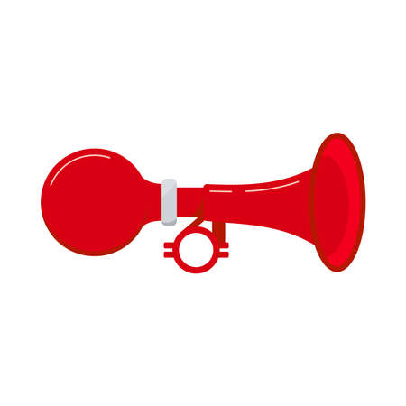 Bicycle horn icon isolated on white background. Red rubber bike klaxon horn sign. Flat design cartoon style  illustration.のイラスト素材