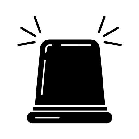 Black fire flasher siren silhouette icon isolated on white background. Alert flashing light in flat simple style.のイラスト素材