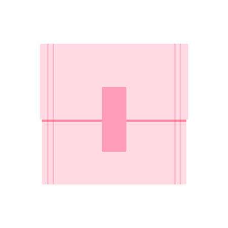Sanitary napkin icon isolated on white background. Pink women menstrual pad in individual packing sign. Flat design cartoon illustration feminine intimate product.のイラスト素材