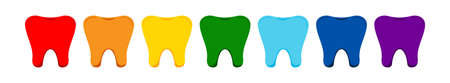 Tooth with rainbow color in a row.のイラスト素材