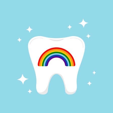 Tooth with rainbow dental icon siolated on background.のイラスト素材