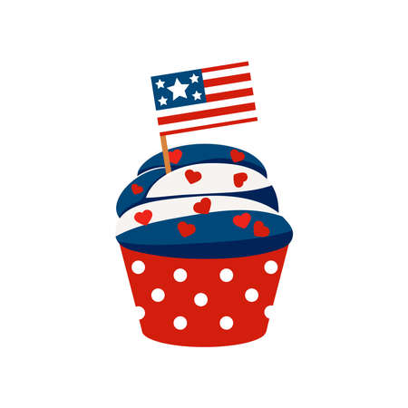 4th of July cupcake sweets food with american flag.のイラスト素材