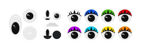 Plastic eyes for toys, puppet and dolls character isolated on white background.のイラスト素材